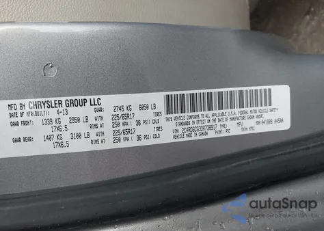 2013 Dodge Grand Caravan Sxt from USA, damaged, VIN 2C4RDGCG3DR738917